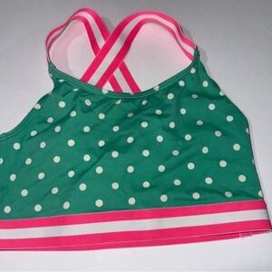 Mini Boden Girls Green And Pink Polka Dot Strappy Bikini Top Size 11-12